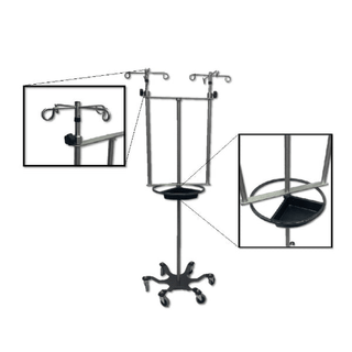 Midcentral Medical MCM-286 Stainless Steel Double IV Pole Steering wheel 6 leg 3" casters | Quantity - 1x EA