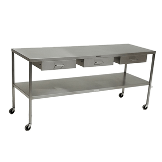 Midcentral Medical MCM-548/549 SS Instrument Table with Shelf and Drawers | Quantity - 1x EA
