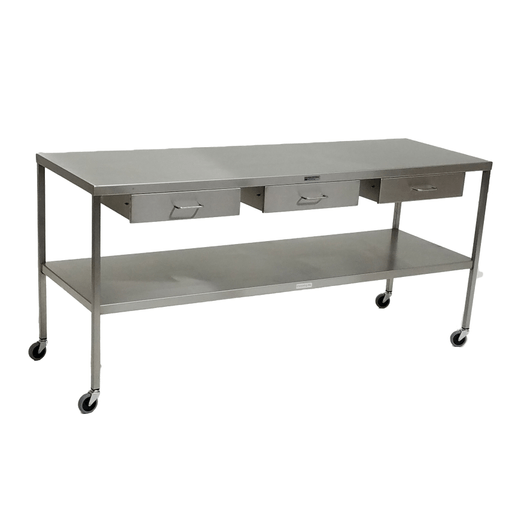 Midcentral Medical MCM-548/549 SS Instrument Table with Shelf and Drawers | Quantity - 1x EA