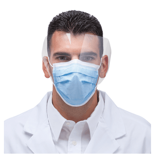 SULTAN COM-FIT SUPER HIGH FILTRATION FLUID RESISTANT MASKS - High Filtration Ear Loop Mask with Face Shield, Blue, 25/bx | Quantity - 1x BX