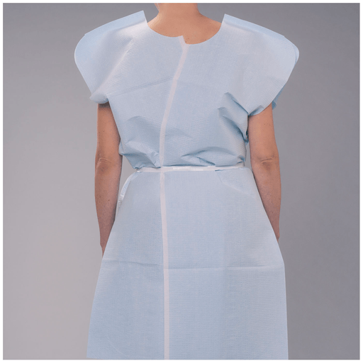 TIDI TISSUE POLY TISSUE PATIENT GOWN - Exam Gown, 30" x 42", Adult, Blue, T/P/T, Front or Back Opening, 50/cs | Quantity - 1x CS