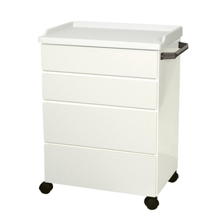UMF MEDICAL CABINETSMobile Treatment Cabinet, 6204 with Four (4) All Steel Easy to Clean Full-Extension Drawers, Stainless Steel Push Handle, Kydex Work Surface with No-Spill Edges, Four (4) 2.38 (6.05 ) Twin Wheel Casters, Quiet White | Quantity - 1x EA