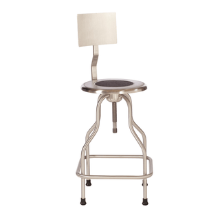 UMF MEDICAL STOOLS - Revolving Stool, Stainless Steel with Back & Ring Foot Rest, Seat Height 25" - 31" (DROP SHIP ONLY) | Quantity - 1x EA