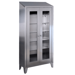 UMF MEDICAL CABINETS - Storage & Supply Cabinet, Stainless Steel, Five (5) Adjustable Shelves, Two (2) Glass Sliding Doors, 47"W x 84"H x 16"D (DROP SHIP ONLY) | Quantity - 1x EA