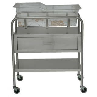 UMF MEDICAL BASSINET - Bassinet with Basket (8545) and Mattress (8546), Stainless Steel, One (1) Shelf, One (1) Drawer, 32"W x 35.25"H x 17"D (DROP SHIP ONLY) | Quantity - 1x EA