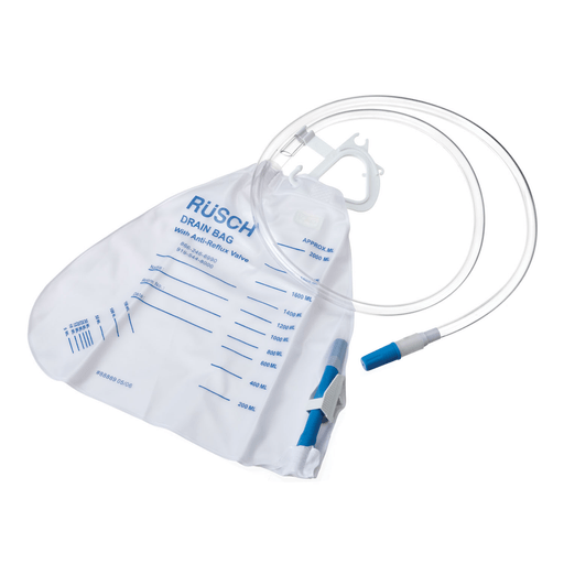 RUSCH BEDSIDE DRAINAGE BAGS - Bedside Drainage Bag, Anti-Reflux Valve, Plastic Hook Hanger, 20/bx (on contract) | Quantity - 1x BX