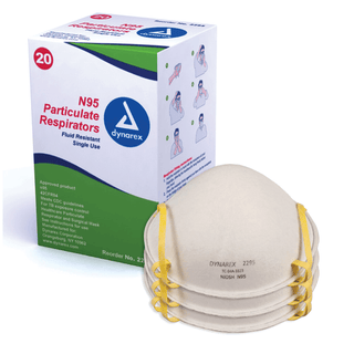 DYNAREX N95 PARTICULATE RESPIRATOR MASKS - N95 Particulate Respirator Masks, Flat, Folded, 20/bx, 12 bx/cs | Quantity - 1x CS