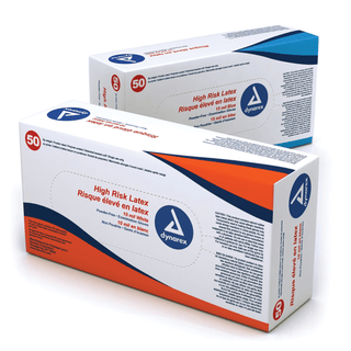 DYNAREX HIGH RISK LATEX POWDER FREE GLOVES - Gloves, Medium, Blue, 15 mil, 50/bx, 10 bx/cs | Quantity - 1x CS