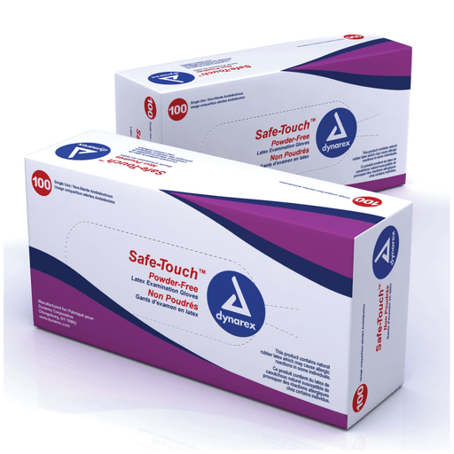DYNAREX SAFE-TOUCH LATEX EXAM GLOVES - POWDER FREE - Exam Glove, Powder Free (PF), X-Large, 100/bx, 10 bx/cs | Quantity - 1x CS