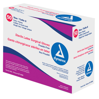 DYNAREX LATEX POWDER FREE SURGEONS' GLOVES - Surgeons Glove, Sterile, Powder Free (PF), Size 7.0,  Latex, Pairs, 50 pr/bx, 4 bx/cs | Quantity - 1x CS