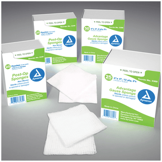 DYNAREX POST-OP SPONGES - Post-Op Sponge, Sterile, X-Ray Detectable, 4" x 4", 16-Ply, 10/tray, 128 tray/cs | Quantity - 1x CS