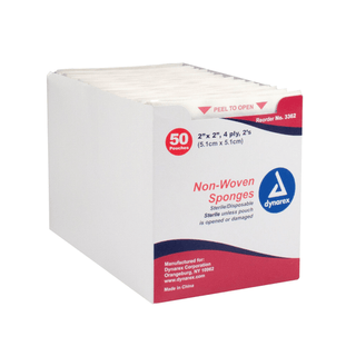 DYNAREX NON-WOVEN SPONGES - Non-Woven Sponge, 2" x 2", 4-Ply, 50 pch/tray, 30 trays/cs | Quantity - 1x CS
