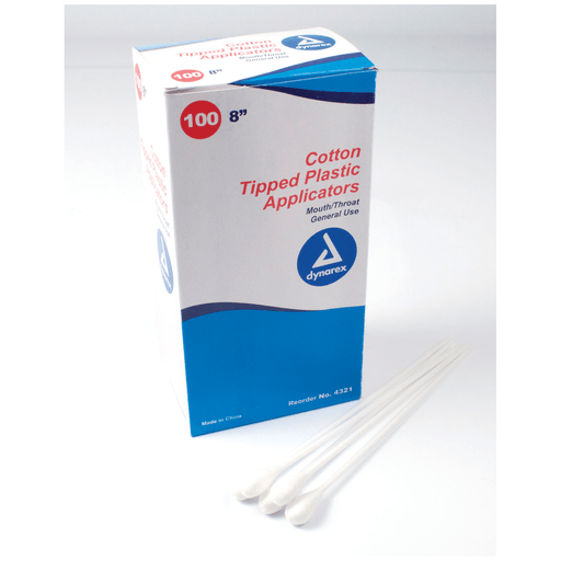DYNAREX MOUTH/THROAT APPLICATOR - Mouth/ Throat Applicator, 8", Plastic Stick, 100/bx, 10 bx/cs | Quantity - 1x CS