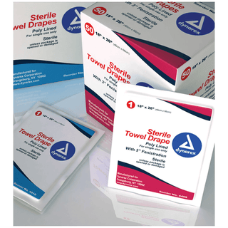 DYNAREX DRAPES - Towel Drape, Sterile, 18" x 26" Plain, 50/bx, 6 bx/cs | Quantity - 1x CS