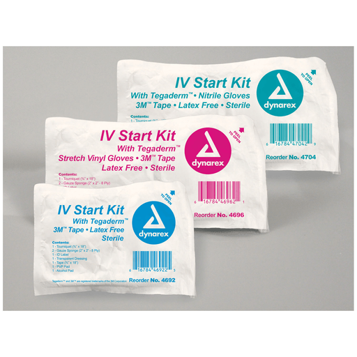DYNAREX IV START KIT - IV Start Kit with Tegaderm, Sterile, PVC Gloves, 3M Tape, 50/cs | Quantity - 1x CS