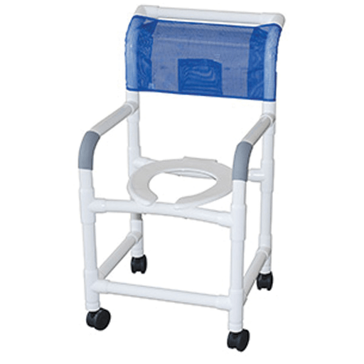 MJM SHOWER CHAIRS "100" SERIES - X-Wide Shower Chair, 26" Internal Width, 4" x 1" Casters, 7 Qt Slide Out Commode Pail No Bar in Back, 425 lbs | Quantity - 1x EA