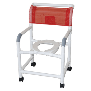 MJM SHOWER CHAIRS "100" SERIES - X-Wide Shower Chair, 26" Internal Width, 4" x 1" Casters, 7 Qt Slide Out Commode Pail No Bar in Back, 425 lbs | Quantity - 1x EA
