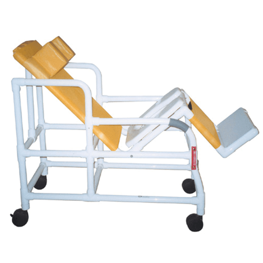 MJM RECLINING SHOWER CHAIRS - Reclining Shower Chair, Deluxe Elongated Open Front Soft Seat & Elevated Leg Extension | Quantity - 1x EA