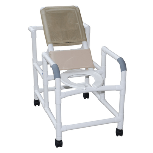 MJM RECLINING SHOWER CHAIRS - Reclining Shower Chair, Deluxe Elongated Open Front Soft Seat & Elevated Leg Extension | Quantity - 1x EA