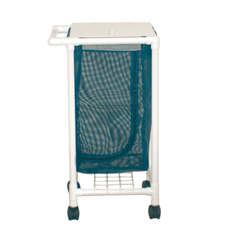MJM LINEN HAMPERS "200" SERIES - Triple Hamper, Mesh Bags (55 Gal Capacity, Plastic Bag) 3" Heavy Duty Threaded Stem Casters, Zipper Opening, Base Support for bag, Push/ Pull Handle & Footpedal (Mauve Mesh) | Quantity - 1x EA
