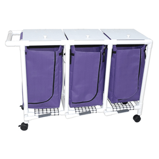 MJM LINEN HAMPERS "200" SERIES - Space Saving Single Hamper, Mesh Bags (33 Gal Capacity, Plastic Bag) 3" Twin Nylon Casters, Zipper Opening | Quantity - 1x EA