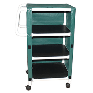MJM SERIES "300" X-WIDE 24" UTILITY/MINI LINEN CARTS - Linen Cart, 3-Shelf, Mesh or Solid Vinyl Cover | Quantity - 1x EA