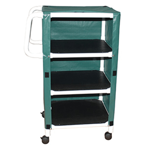 MJM SERIES "300" X-WIDE 24" UTILITY/MINI LINEN CARTS - Linen Cart, 3-Shelf, Mesh or Solid Vinyl Cover | Quantity - 1x EA