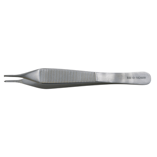 BR SURGICAL ADSON FORCEPS - Adson Forcep, 1x2 Teeth, Lightweight Fenestrated Handle, 4" | Quantity - 1x EA