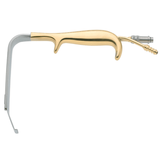 BR SURGICAL TEBBETTS STYLE RIGHT ANGLE RETRACTOR - Tebbetts Right Angle Retractor with Teeth, Fiberoptical Illumination Port & Smoke Evacuator, 30 x 120mm | Quantity - 1x EA