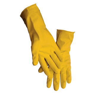 HOSPECO GENERAL PURPOSE LATEX FLOCKED GLOVES - Latex Glove, Flock Lined, Yellow, Large, 10 dz pr/cs | Quantity - 1x CS