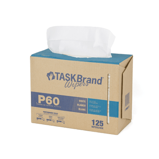 HOSPECO TASKBRAND PREMIUM SERIES WIPES - HYDRO ENTANGLED SpUNLACE - Taskbrand P60 MD Hydrospun, Interfold, Dispenser, White, 9" x 16", 125/bx, 10 bx/cs | Quantity - 1x CS