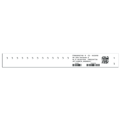 PRECISION DYNAMICS COMPUBAND BAR CODE ID BANDS - Adult Extra Wide ID Band, 4" x 1 3/8", 1" Core, White, 500/bx | Quantity - 1x BX