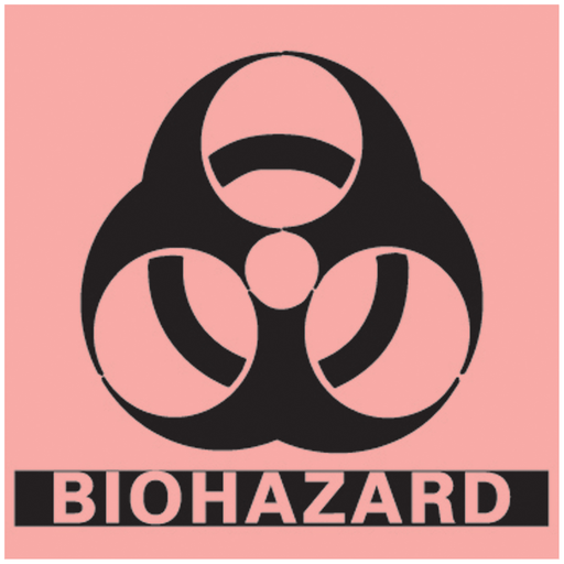 TIMEMED HAZARD COMMUNICATION LABELS - Biohazard Labels, 5" x 5",  Fluorescent Red, 250/rl | Quantity - 1x RL