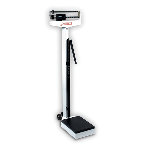 DETECTO PHYSICIANS SCALE - Physician's Scale, Weigh Beam, 450 lb X 4 Oz, Height Rod, Wheels (DROP SHIP ONLY) | Quantity - 1x EA