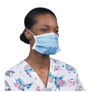 ALPHA PROTECH CRITICAL COVER PFL FACE MASKS - Face Mask, Blue Stripe, 8", Single Band, 50/bx, 6bx/cs | Quantity - 1x CS