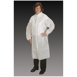 ALPHA PROTECH NUTECH FROCKS - Frock Lab Coat, 2X-Large/ 3X-Large, White, Elastic Wrist, Snap Collar, Snap Close, 25/cs | Quantity - 1x CS