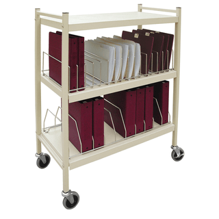 OMNIMED BEAM OMNICART CHART RACKS - Standard Omnicart For Binders, 2" Spine, Holds 10 Ring Binders Per Shelf, Chart Rack, 3 Shelves, 2 Organizers, 20 Capacity, 43"H x 34"W x 17"D | Quantity - 1x EA