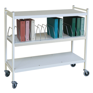 OMNIMED BEAM OMNICART CHART RACKS - Standard Omnicart For Binders, 2" Spine, Holds 10 Ring Binders Per Shelf, Chart Rack, 3 Shelves, 2 Organizers, 20 Capacity, 43"H x 34"W x 17"D | Quantity - 1x EA
