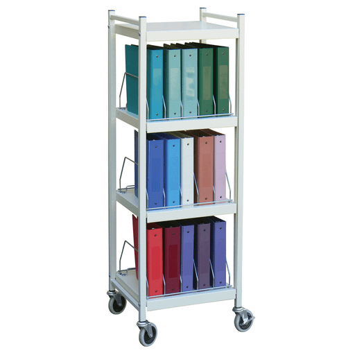 OMNIMED BEAM OMNICART CHART RACKS - Standard Omnicart For Binders, 2" Spine, Holds 10 Ring Binders Per Shelf, Chart Rack, 3 Shelves, 2 Organizers, 20 Capacity, 43"H x 34"W x 17"D | Quantity - 1x EA