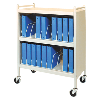 OMNIMED BEAM CABINET STYLE OMNICART CHART RACKS - Standard Cabinet Style Omnicart For Binders, 2" Spine, Holds 10 Per Shelf, Chart Rack, 3 Shelves, 2 Organizers, 20 Capacity, 43"H x 34"W x 17"D | Quantity - 1x EA