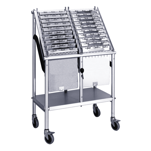 OMNIMED BEAM WHEELED CHART CARRIERS - Wheeled Chart Carrier, 20 Chart Capacity, 2 Tier - 10 Tier, Side by Side, 23"W x 13"D x 37"H | Quantity - 1x EA