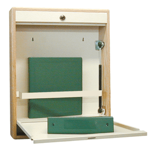 OMNIMED BEAM ELITE WALL DESKS - Wall Desk, Single Size, Manual Close, Flat Key, Oak | Quantity - 1x EA