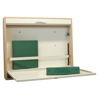 OMNIMED BEAM ELITE WALL DESKS - Wall Desk, Single Size, Manual Close, Flat Key, Oak | Quantity - 1x EA