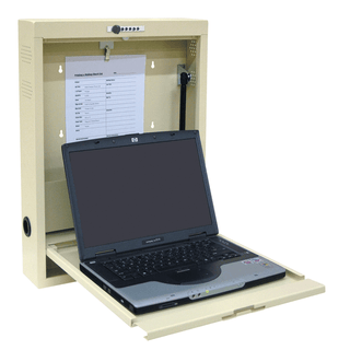 OMNIMED BEAM LAPTOP WALL DESK - Painted Steel Laptop Wall Desk, 23"H x 18"W x 4"D, Beige | Quantity - 1x EA