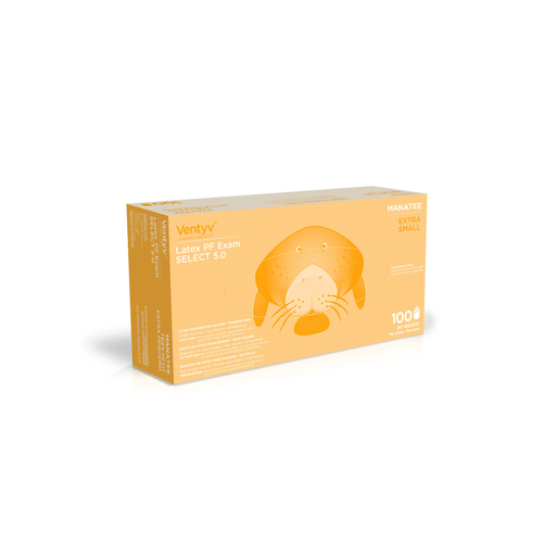 VENTYV SELECT 5.0 NATURAL LATEX EXAM GLOVES (MANATEE) - Glove, Exam, Latex, Powder-Free (PF), Textured, Natural White, X-Small, 100/bx, 10 bx/cs (Continental US Only) | Quantity - 1x CS