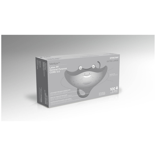 VENTYV CORE 5.0 LATEX GENERAL PURPOSE GLOVES (STINGRAY) - Glove, General Purpose, Latex, Textured, Powder-Free (PF), X-Large, Natural White, 100/bx, 10 bx/cs (60 cs/plt) (Not for use in Healthcare) | Quantity - 1x CS