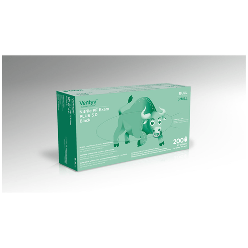 VENTYV NITRILE POWDER FREE EXAM GLOVE PLUS 5.0 (BULL)Glove, Exam, Nitrile, Plus, Bull, Powder-Free, Small, 100/bx, 10bx/cs | Quantity - 1x CS