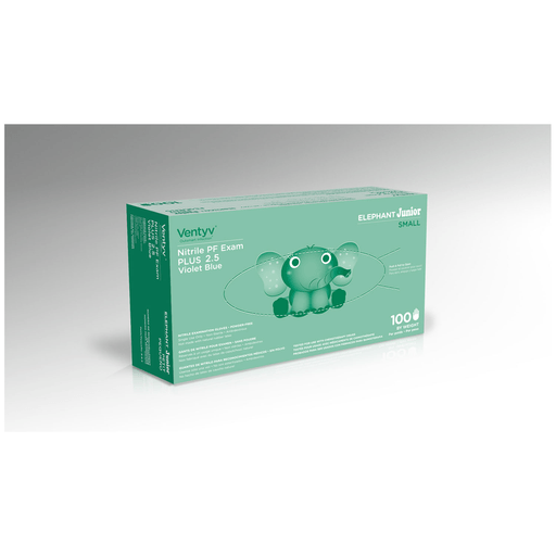 VENTYV PLUS 2.5 NITRILE POWDER-FREE EXAM GLOVES (ELEPHANT JUNIOR)Glove, Exam, Nitrile, Powder-Free (PF), Textured, Chemotherapy Tested, Violet Blue, Small, 100/bx, 20 bx/cs | Quantity - 1x CS