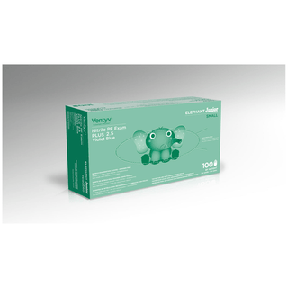 VENTYV PLUS 2.5 NITRILE POWDER-FREE EXAM GLOVES (ELEPHANT JUNIOR) - Glove, Exam, Nitrile, Powder-Free (PF), Textured, Chemotherapy Tested, Violet Blue, Small, 100/bx, 20 bx/cs (Continental US Only) | Quantity - 1x CS