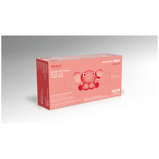 VENTYV PLUS 2.5 NITRILE POWDER-FREE EXAM GLOVES (ELEPHANT JUNIOR)Glove, Exam, Nitrile, Powder-Free (PF), Textured, Chemotherapy Tested, Violet Blue, Medium, 100/bx, 20 bx/cs | Quantity - 1x CS